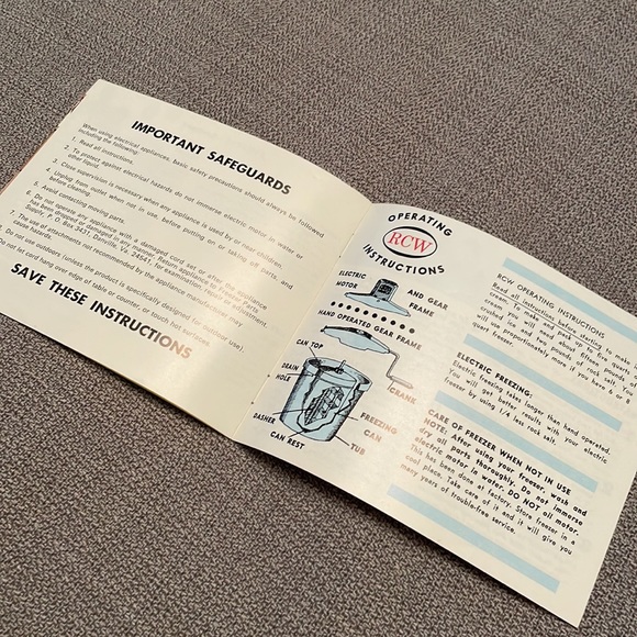 Vintage Recipes & Instructions for Homemade Ice Cream for RCW Ice Cream Machine - Picture 5 of 8